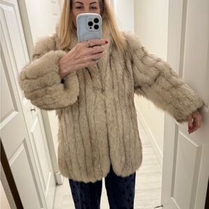 Elegant Genuine Silver Fox Fur Jacket